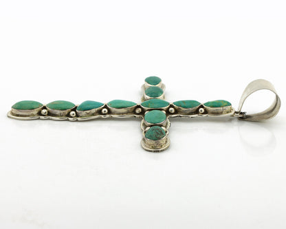 Navajo Cross Necklace 925 Silver Turquoise Artist Signed James Mason C.80's