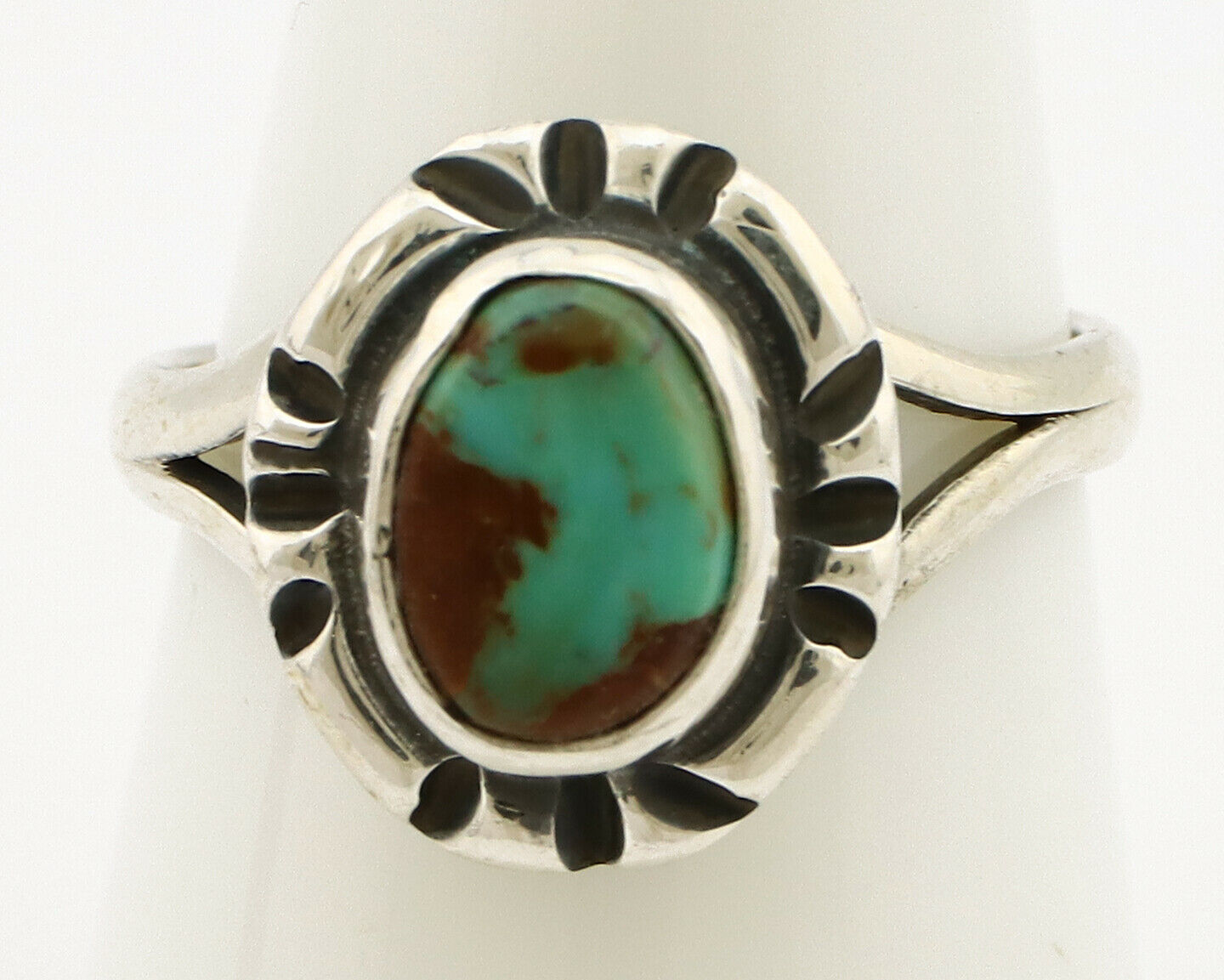 Navajo Ring .925 Silver Kingman Turquoise Artist Signed Gecko C.90's