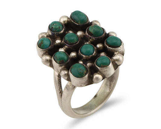 Navajo Ring .925 Silver Natural Blue Turquoise Native American Artist C.80's
