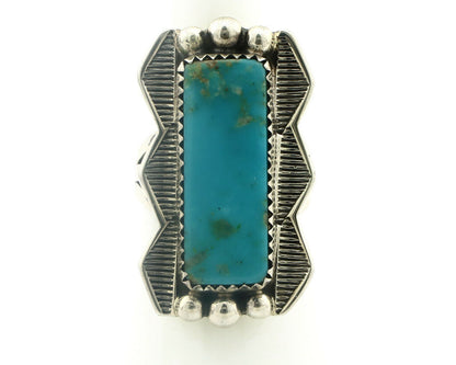 Navajo Ring .925 Silver Natural Aqua Turquoise Signed Apache C.80's