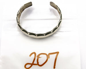 Navajo Bracelet .925 Silver Hand Stamped Artist Signed Tracy C.80's