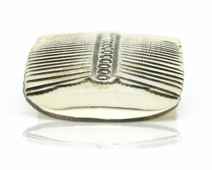 Navajo Hair Clip Barrette 925 Silver Hand Stamped Native Artist Signed BD C.80's