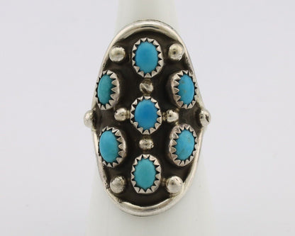 Navajo Ring .925 Silver Natural Blue Turquoise Artist Signed L Henderson C.80's