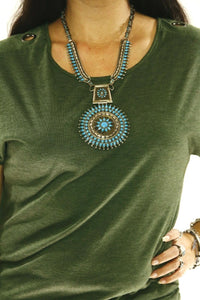 Women's Navajo Necklace .925 Silver Natural Mined Turquoise Handmade Old Pawn