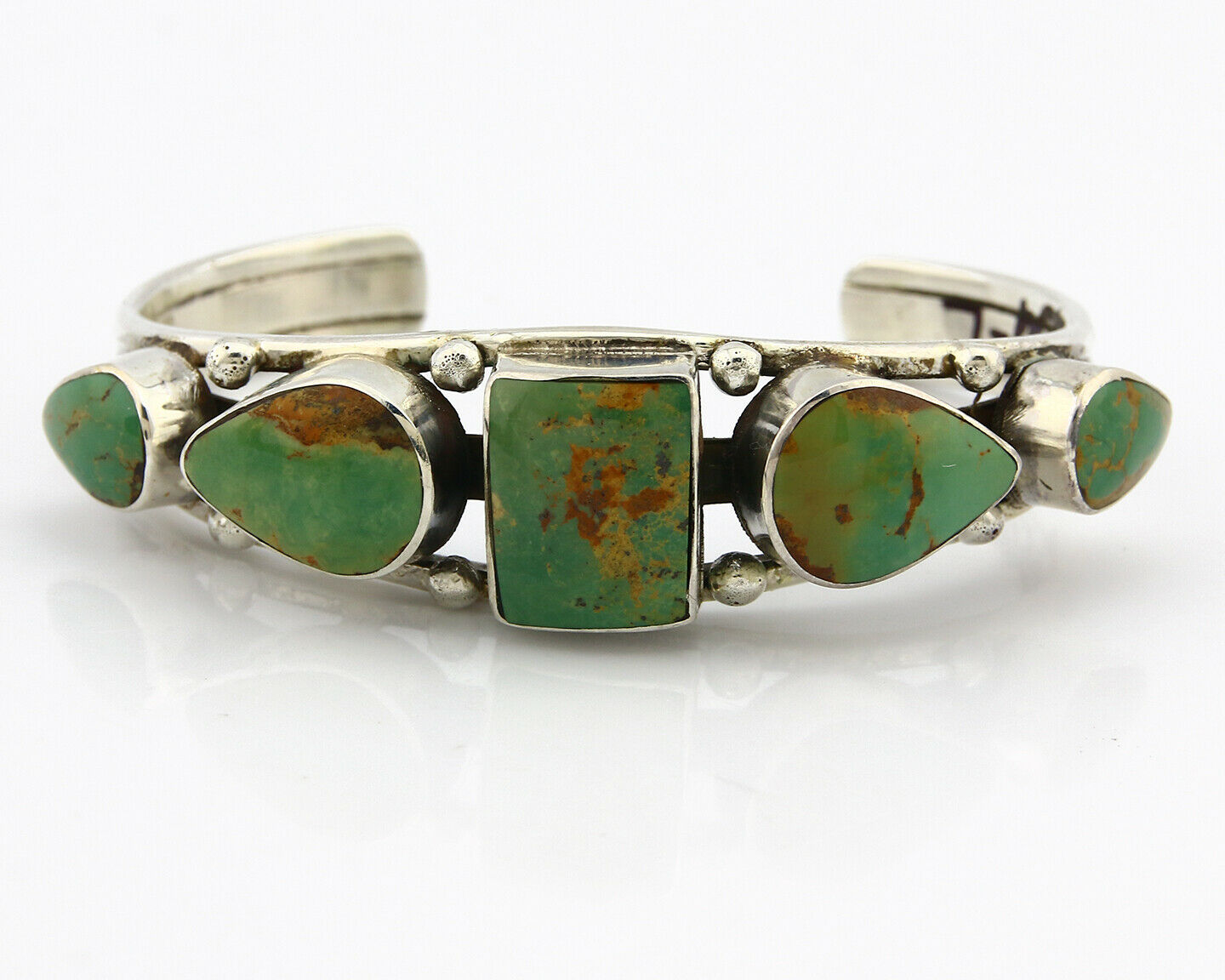 Navajo Turquoise Bracelet SOLID .925 Silver Signed Artist GN C.80's