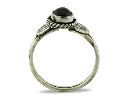 Navajo Ring 925 Silver Natural Mined Black Onyx Native American Artist C.80's