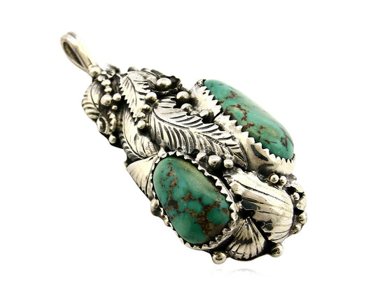 Navajo Pendant .925 Silver Kings Manassas Turquoise Signed Tom Willeto C.80's