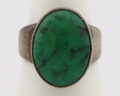 Navajo Handmade Ring .925 Silver Green Turquoise Native Artist Signed C80s