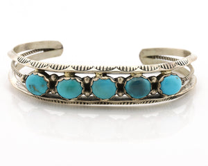Navajo Bracelet .925 Silver Natural Blue Southwest Turquoise Signed UB C.80's