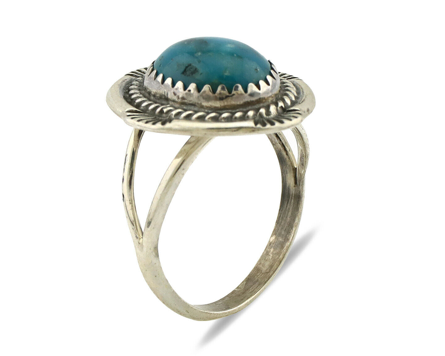 Navajo Ring .925 Silver Blue Southwest Turquoise Native Artist C.1980's