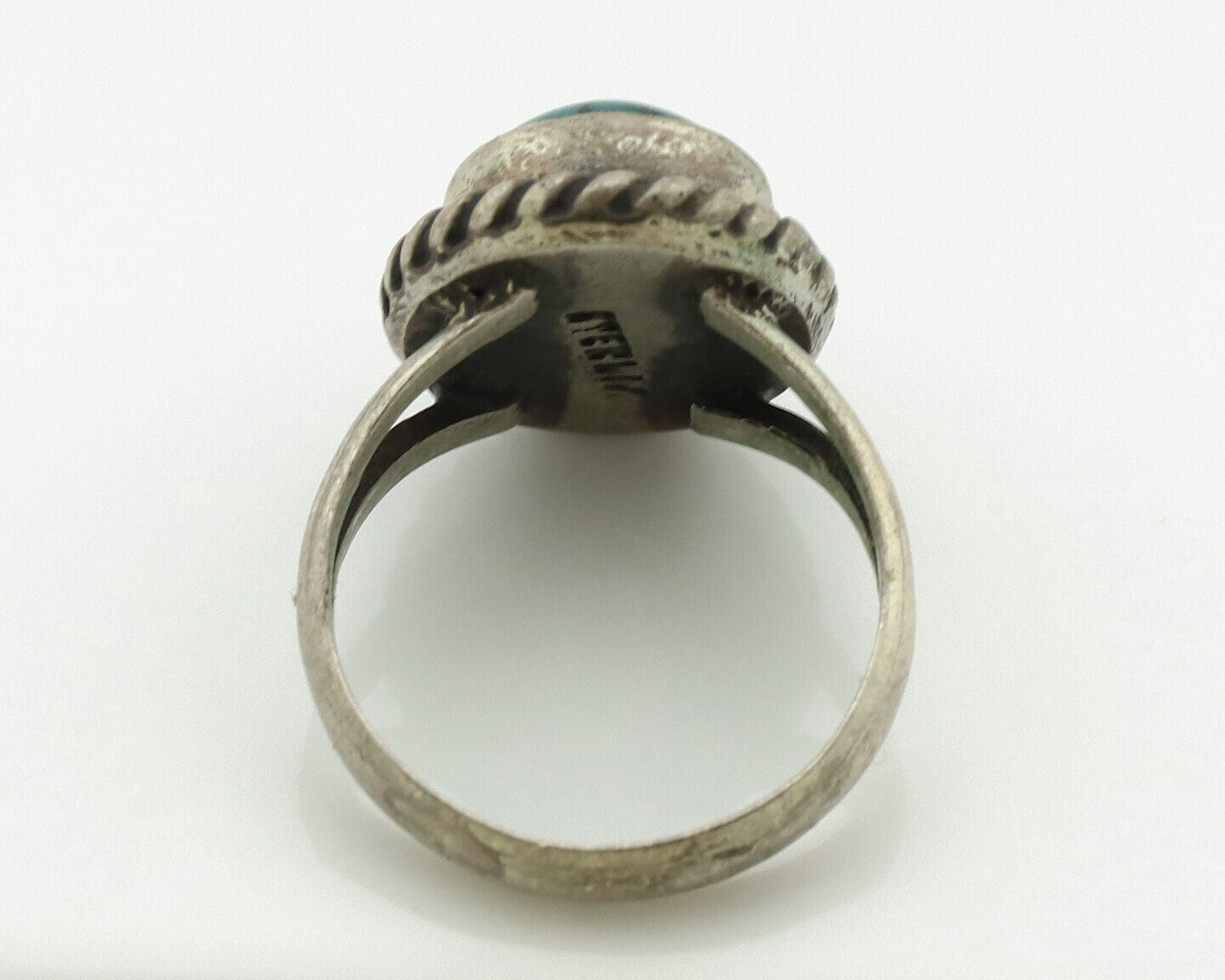 Navajo Ring .925 Silver Spiderweb Turquoise Native Artist C.1980's