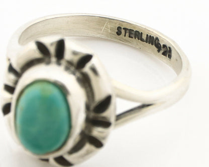 Navajo Ring .925 Silver Kingman Turquoise Artist Signed Gecko C.90's