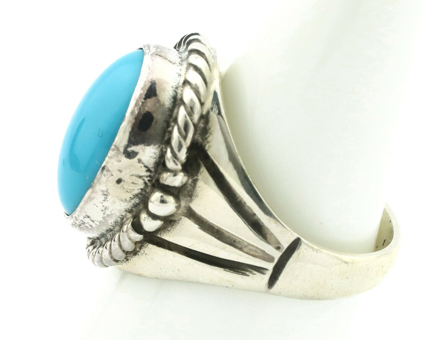 Navajo Ring .925 Silver Blue Southwest Turquoise Native Artist C.80's