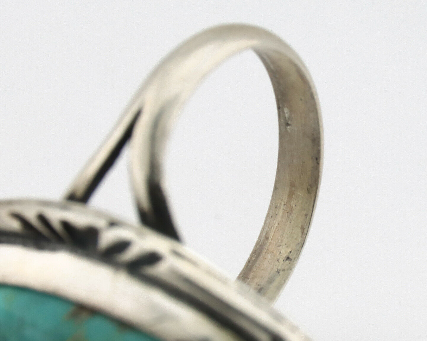 Navajo Ring .925 Silver Kingman Turquoise Native Artist Signed C.80's