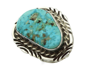 Navajo Ring 925 Silver Blue Gem Turquoise Artist Signed Billy Eagle C.80s
