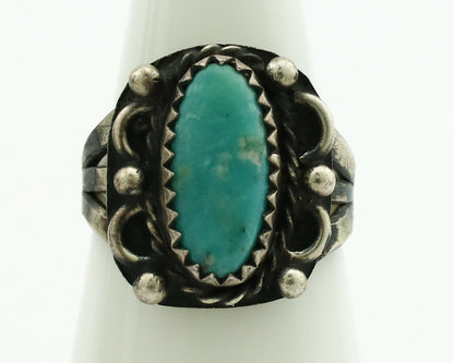 Navajo Ring .925 Silver Turquoise Artist Signed F C.1980's