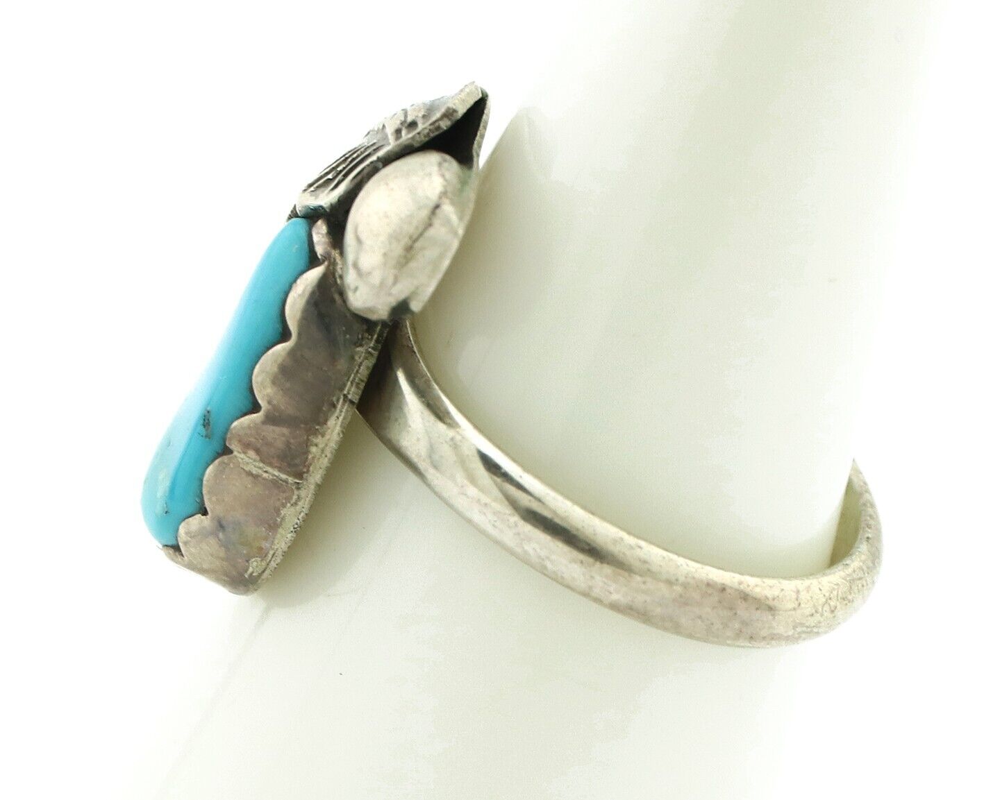 Zuni Ring 925 Silver Sleeping Beauty Turquoise Artist Signed Simplicio C.80's