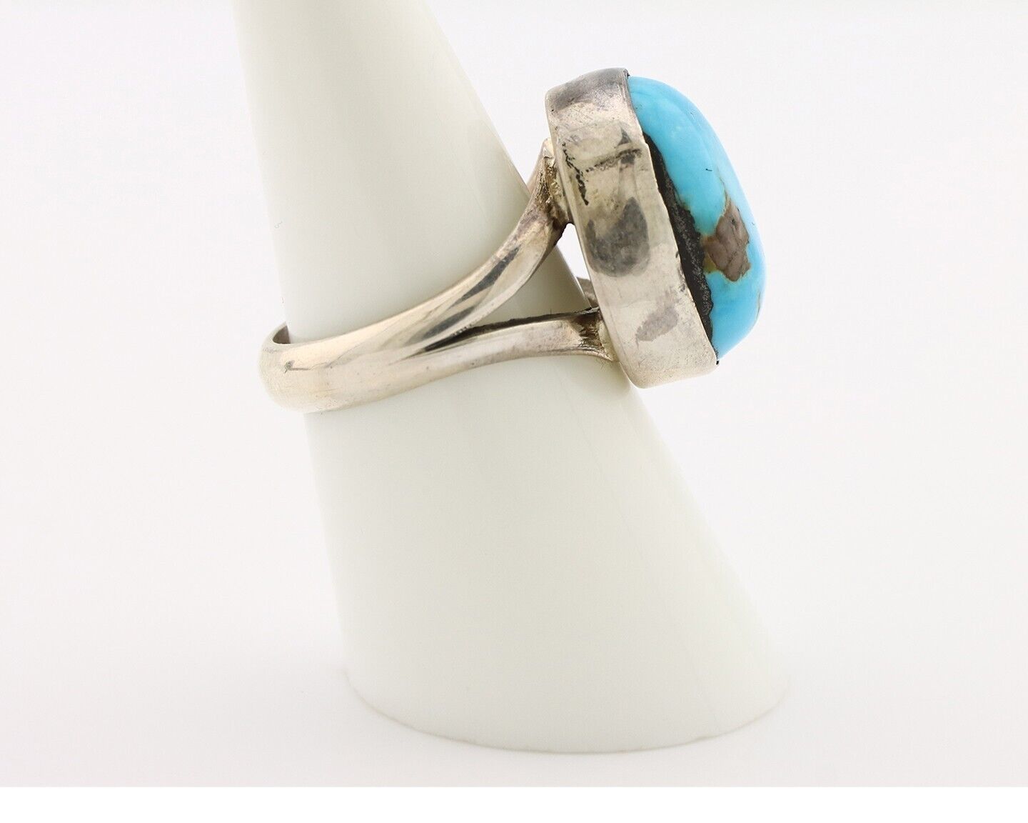 Navajo Ring 925 Silver Blue Gem Turquoise Native American Artist C.80's