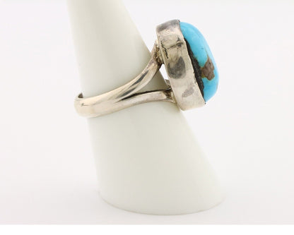 Navajo Ring 925 Silver Blue Gem Turquoise Native American Artist C.80's