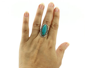 Navajo Ring 925 Silver Southwest Blue Turquoise Artist Signed Begay C.80's