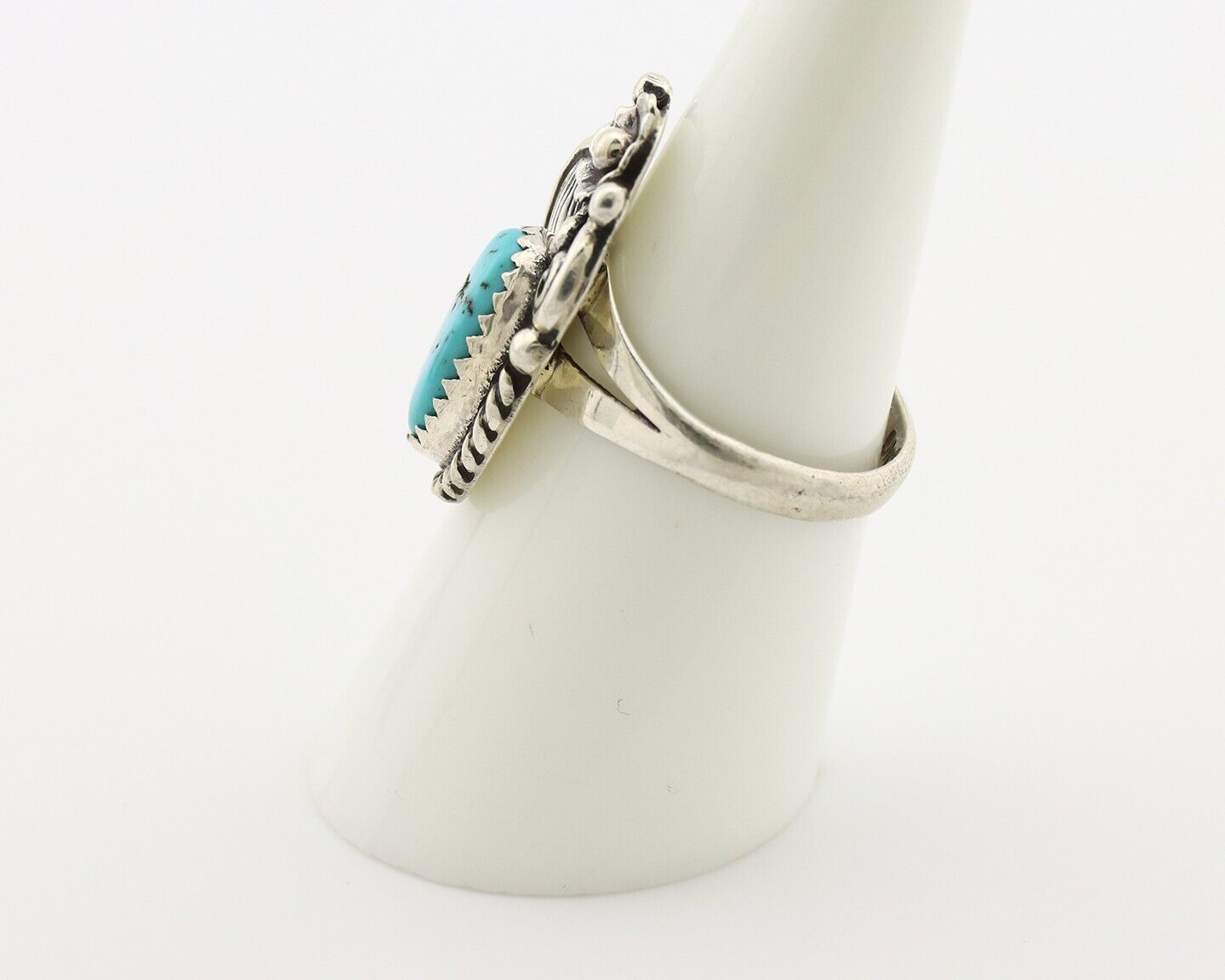 Navajo Ring 925 Silver Natural Blue Turquoise Native American Artist C.80's