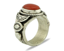 Navajo Ring 925 Silver Natural Mediterranean Coral Artist Signed Tobe Turpen C80