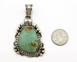 Navajo Kingman Turquoise Pendant .925 Silver Native American Artist C.80's