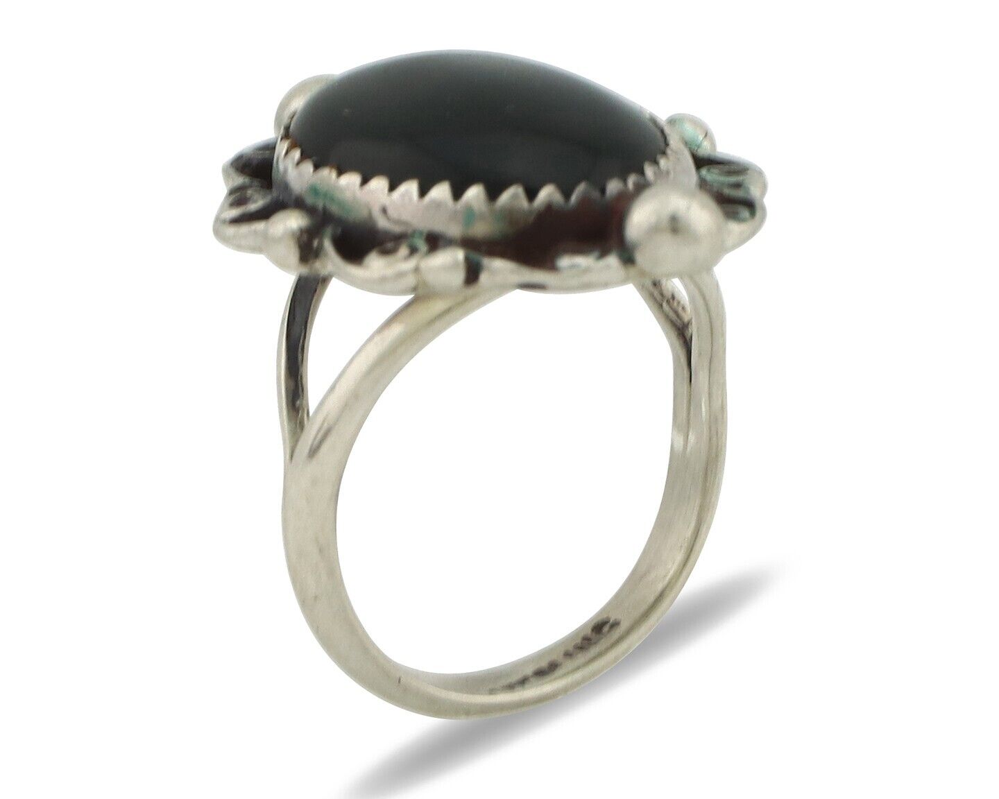 Navajo Ring 925 Silver Natural Mined Onyx Artist Signed BDLE C.80's