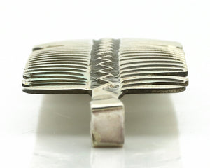 Navajo Hair Clip Barrette 925 Silver Hand Stamped Native Artist Signed BD C.80's