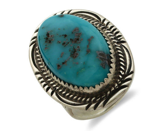 Navajo Ring 925 Silver Natural Blue Turquoise Native American Artist C.80's