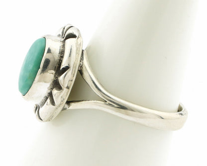 Navajo Ring .925 Silver Kingman Turquoise Artist Signed Gecko C.90's