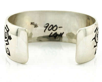 Hopi Turtle Bracelet .925 Silver Artist Signed Mitchell Sockyma C.90's