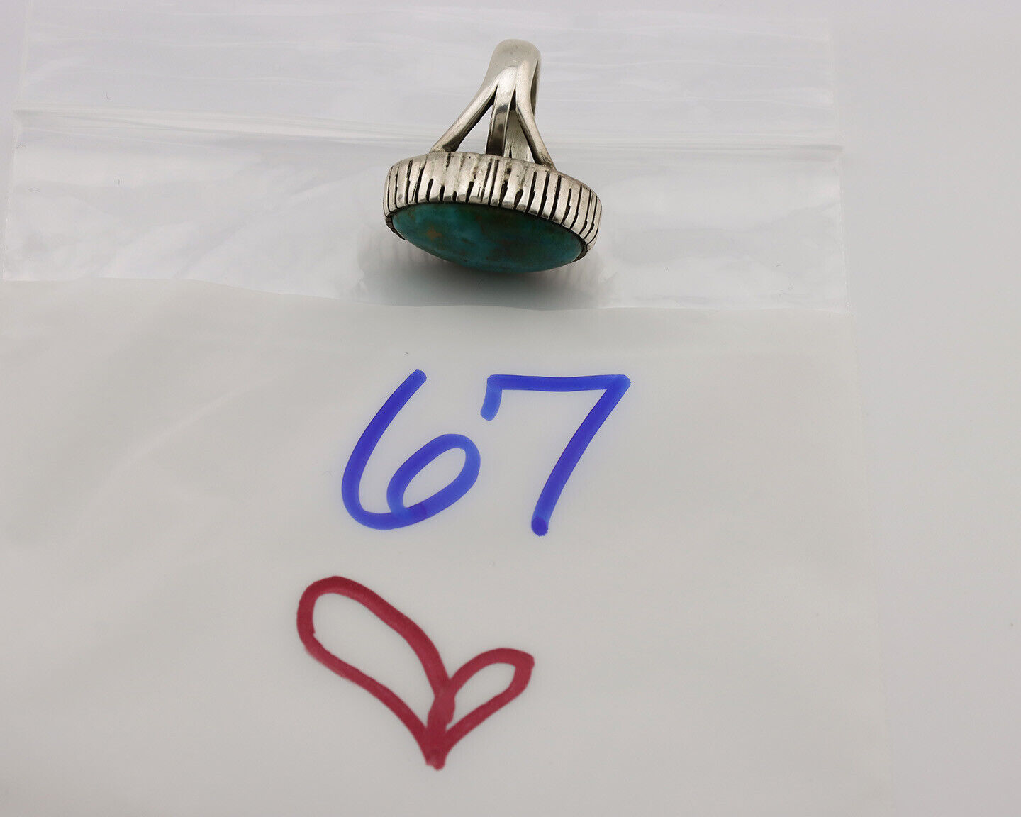Navajo Ring .925 Silver Natural Blue Turquoise Native American Artist Signed C80