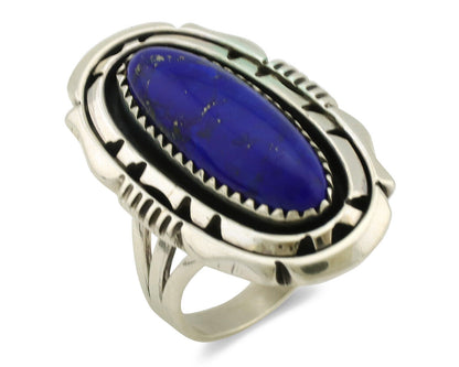 Navajo Ring 925 Silver Natural Lapis Lazuli Artist Signed William Denetdale C80s