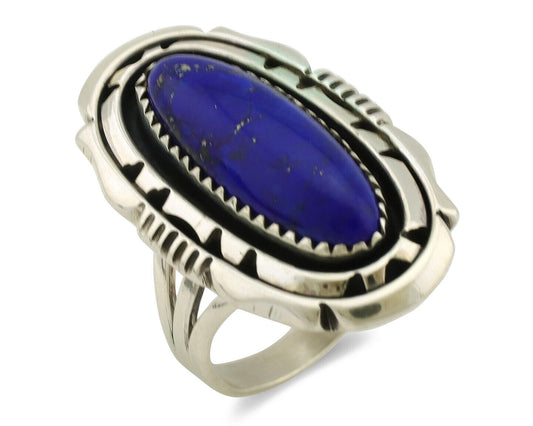 Navajo Ring 925 Silver Natural Lapis Lazuli Artist Signed William Denetdale C80s