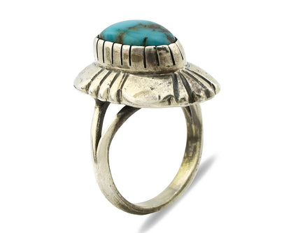 Navajo Ring .925 Silver Arizona Turquoise Signed M Montoya C.80's