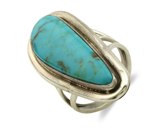 Navajo Ring .925 Silver Kingman Turquoise Signed Doug Zachary C.1980's