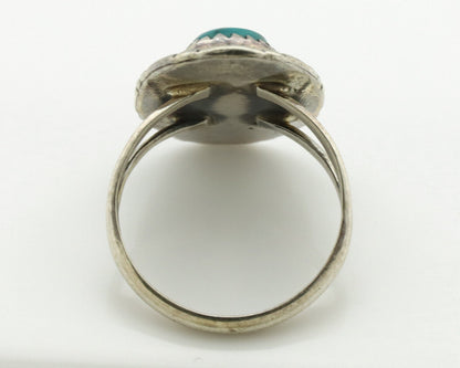 Navajo Ring .925 Silver Nevada Turquoise Signed Native Artist C.1980's