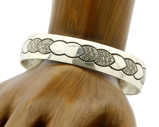 Women's Navajo Bracelet .925 Silver Handmade Cuff Native American Artist C.1980s