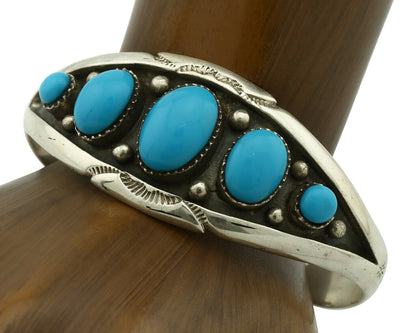 Navajo Bracelet .925 Silver Blue Turquoise Native American C.80's