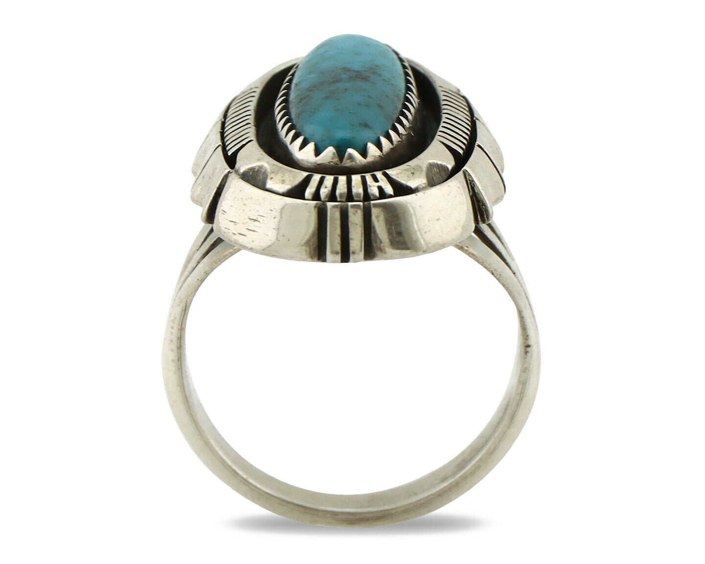 Navajo Ring .925 Silver Spiderweb Turquoise Signed WP C.80's