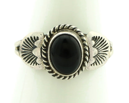 Navajo Ring 925 Silver Natural Mined Black Onyx Native American Artist C.80's