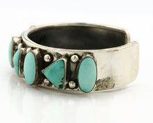 Navajo Bracelet .925 Silver Blue Turquoise Handmade Artist Signed DC C.80's