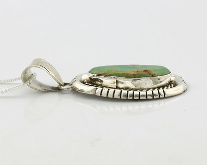 Navajo Necklace .925 Silver Green Turquoise Signed AE C.1980's