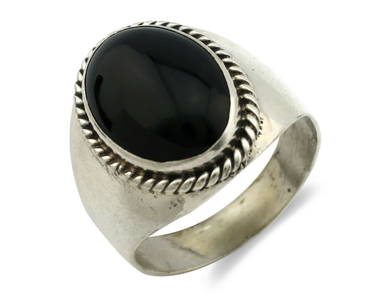 Navajo Ring .925 Silver Handmade Black Onyx Native American Artist C.80's