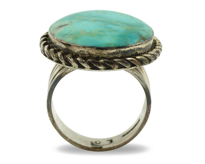 Navajo Ring .925 Silver Kingman Turquoise Artist Signed LD C.1980's