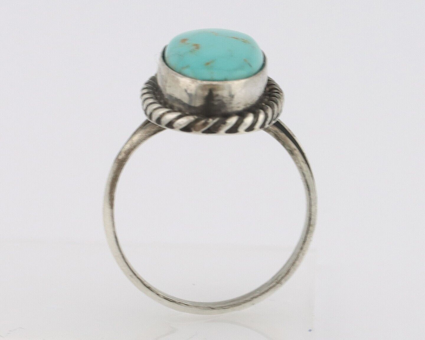 Navajo Handmade Ring 925 Silver Kingman Turquoise Signed M Montoya C.80's