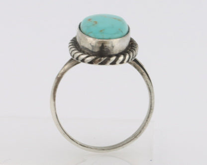 Navajo Handmade Ring 925 Silver Kingman Turquoise Signed M Montoya C.80's