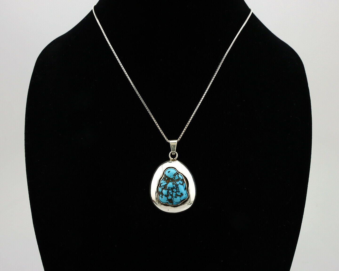 Navajo Necklace .925 Silver Blue Turquoise Artist Signed C Montoya C.80's