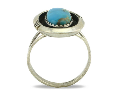 Navajo Ring .925 Silver Natural Turquoise Native American Artist C.80's